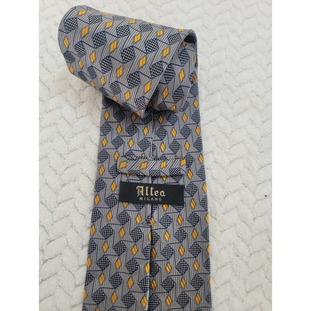 Altea Gray Geometric Italian silk tie- Altea For Nordstrom
